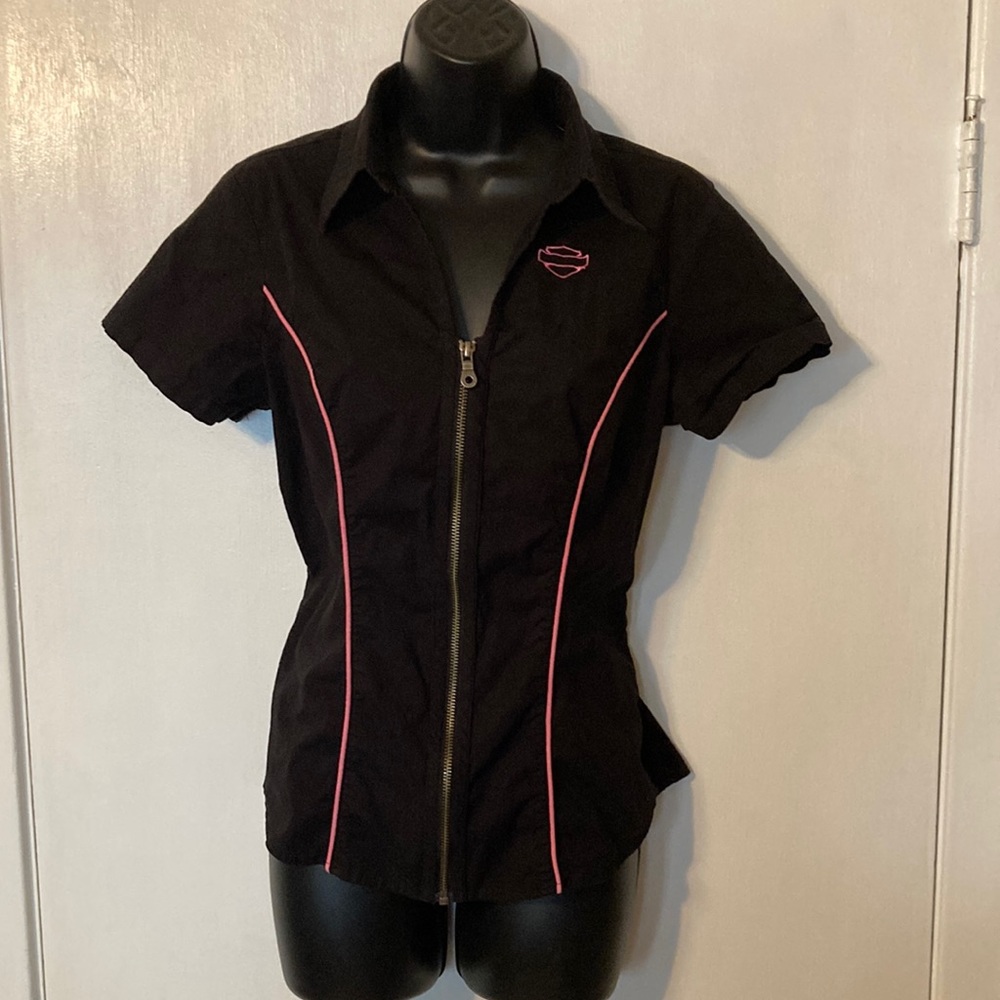 Harley-Davidson Women’s Pink Racer Stripe Motorcycle Shirt